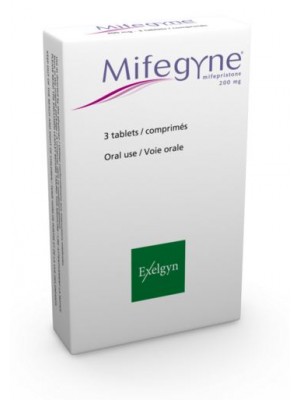 Mifegyne 200 mg. 3 tablets
