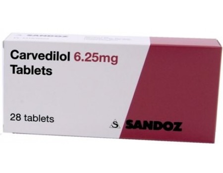 Carvedilol 6.25 mg. 28 tablets