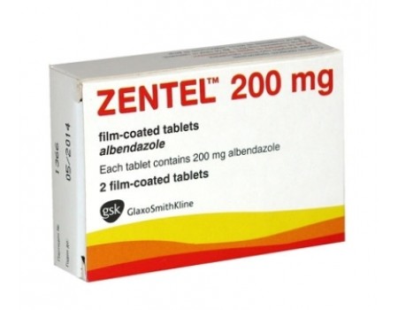 ZENTEL 200 mg. 2 tablets