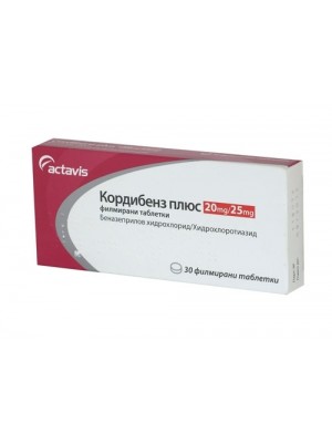 KORDIBENZ plus 20 mg. / 25 mg. 30 tablets