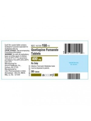 Quetiapine. 400 mg. 60 tablets ACCORD