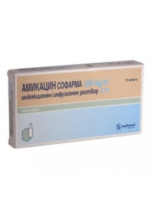Amikacin 10. Ampoules 250 mg. / Ml. 2 ml