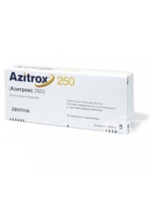 AZITROX. 250 mg. 3 tablets