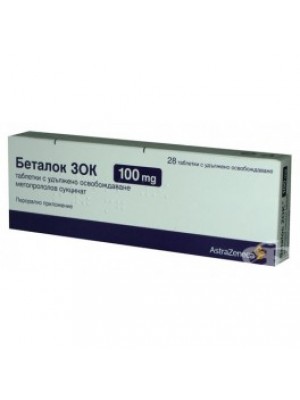 Betaloc ZOK 100 mg. 28 tablets