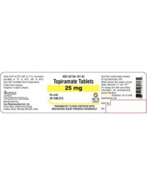 Topiramate 25 mg. 30 tablets