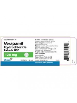 Verapamil 120 mg. 50 tablets