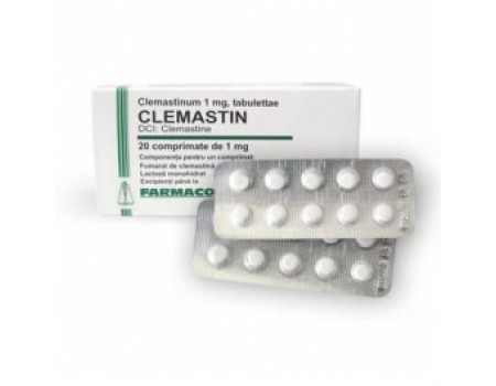 Clemastin 1mg. 20 tablets